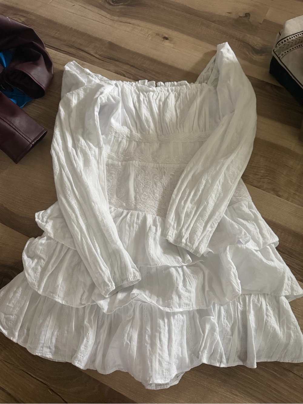 White Tiered Ruffle Women's Dress